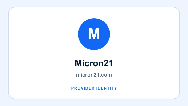 Micron21 logo and provider identity