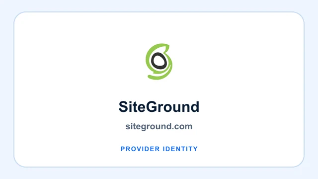 SiteGround logo and provider identity