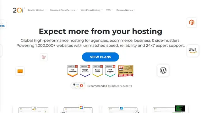 Screenshot of the 20i website