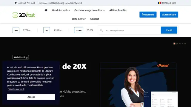 Website preview for 20X Host