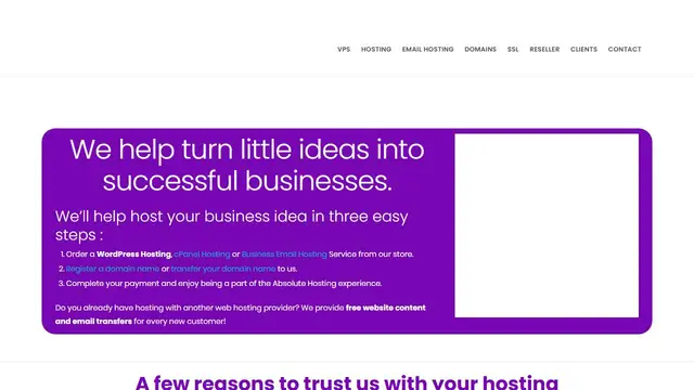 Website preview for Absolute Hosting