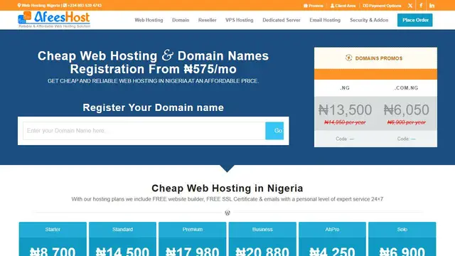 Website preview for Afees Host