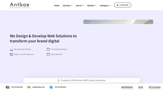 Website preview for Antbae