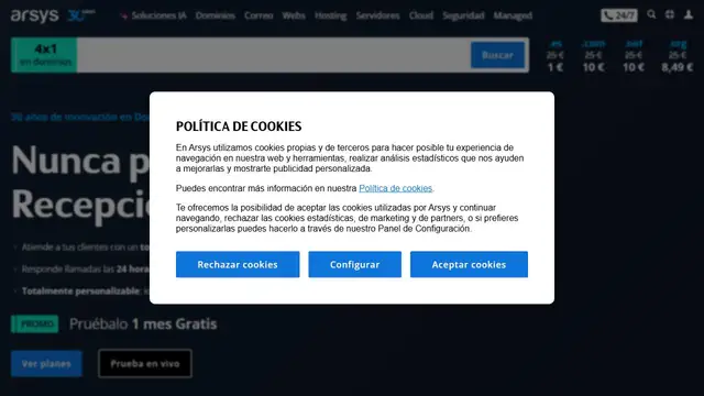 Website preview for Arsys