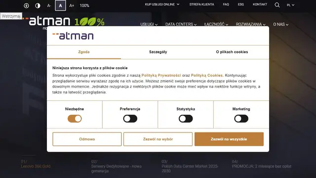 Screenshot of the Atman website