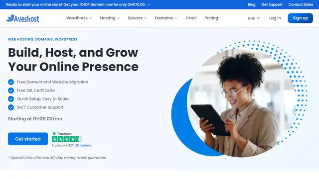Website preview for Aveshost