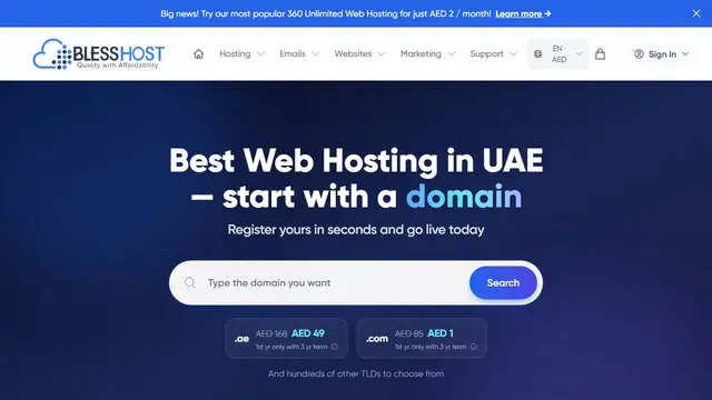 Website preview for BlessHost | Web Design and Web Hosting Company