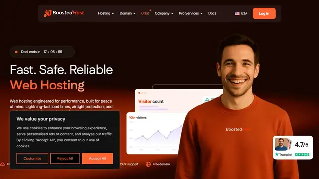 Screenshot of the BoostedHost website