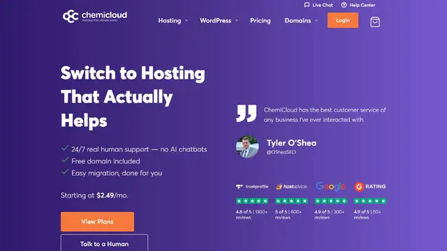Website preview for ChemiCloud