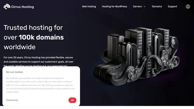 Website preview for Cirrus Hosting