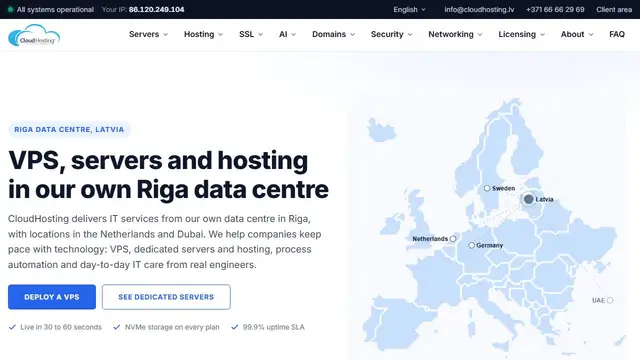 Website preview for Cloud Hosting.lv
