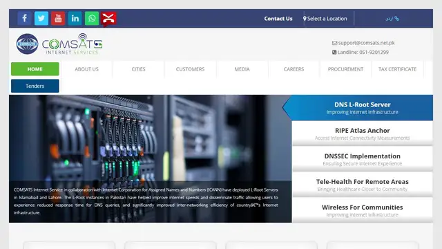 Screenshot of the Comsats.net.pk website