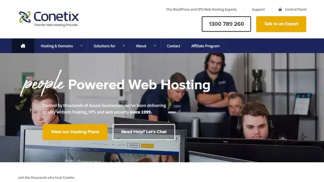 Screenshot of the Conetix website