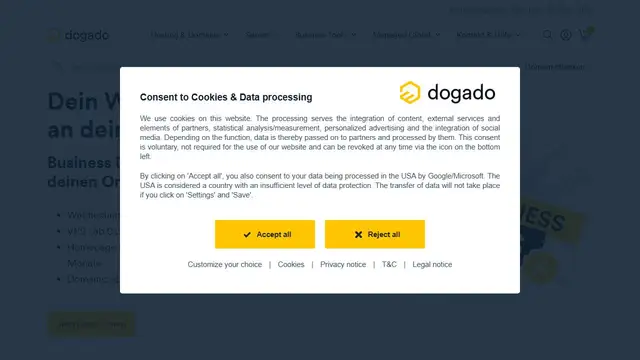 Website preview for dogado