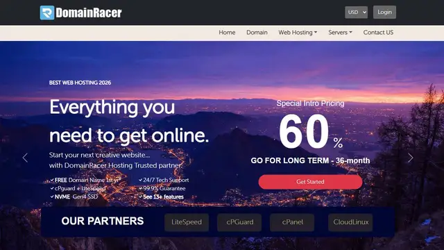 Website preview for DomainRacer