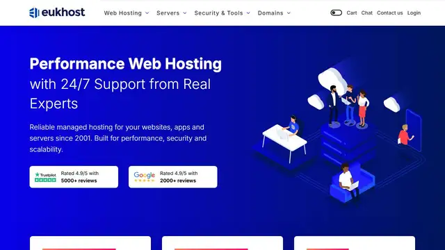 Screenshot of the eUKhost website