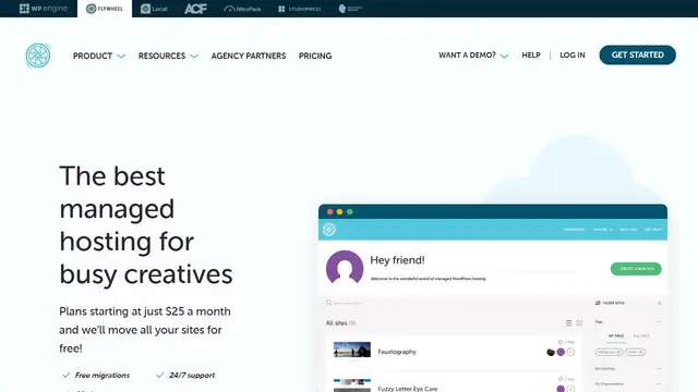 Screenshot of the Flywheel website