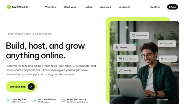 Screenshot of the GreenGeeks website