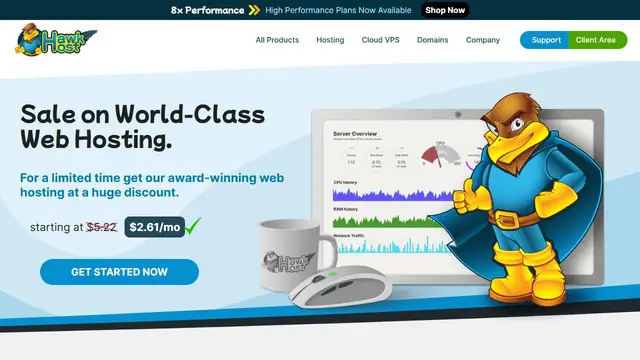 Website preview for Hawk Host