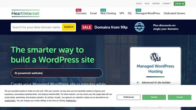 Website preview for Heart Internet