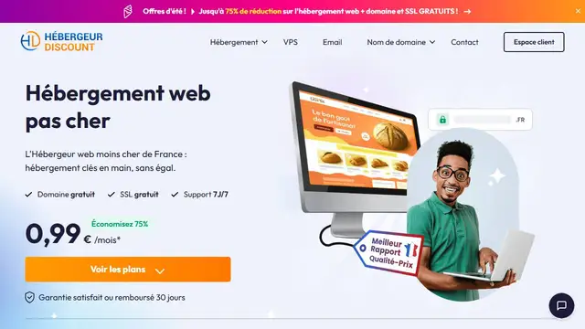 Screenshot of the hebergeur-discount.com website