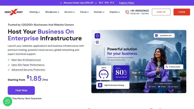 Website preview for Heroxhost