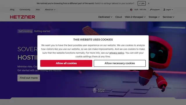 Website preview for Hetzner