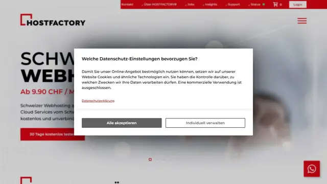 Screenshot of the Host Factory website