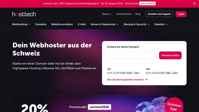 Screenshot of the Host Tech website