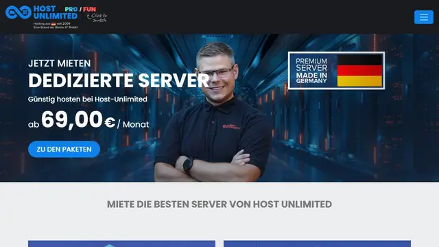 Website preview for Host-Unlimited