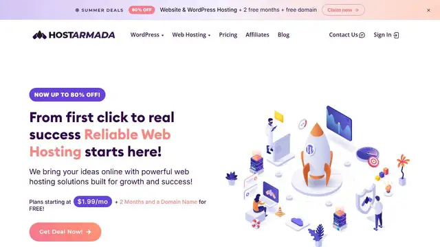Screenshot of the HostArmada website