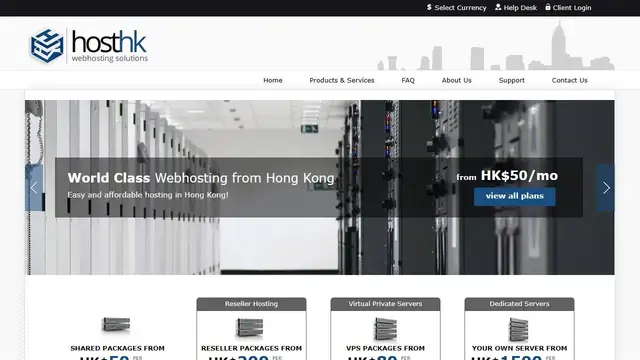 Website preview for HostHongKong