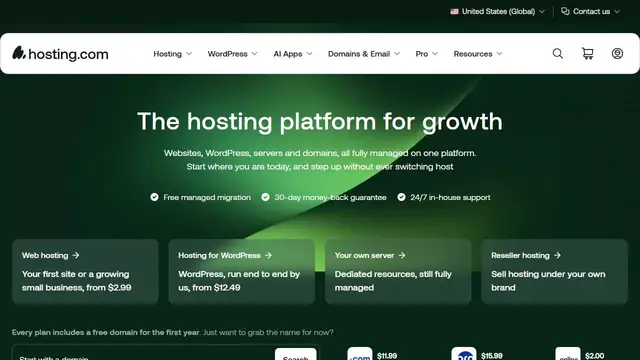 Website preview for Hosting.co.uk