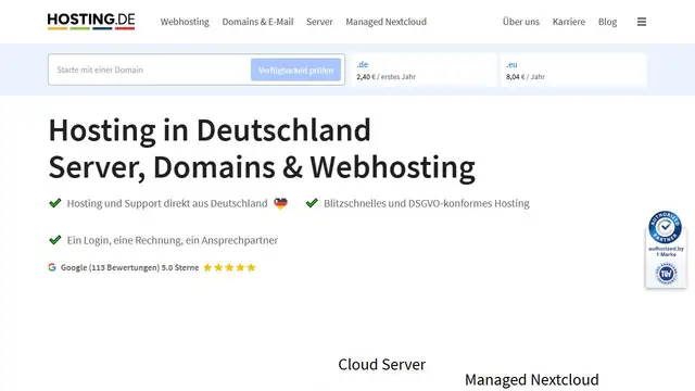 Website preview for hosting.de