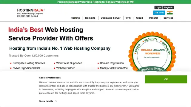 Website preview for HostingRaja