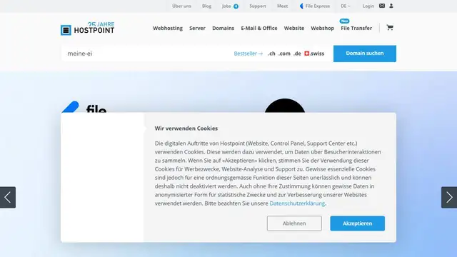 Website preview for Hostpoint