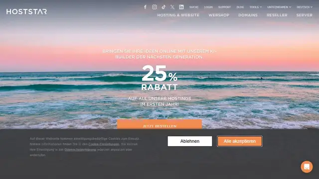Screenshot of the Hoststar website