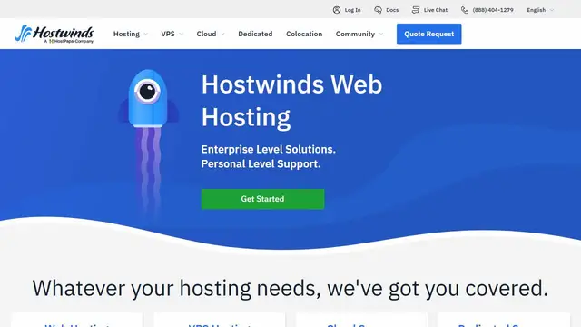 Website preview for Hostwinds