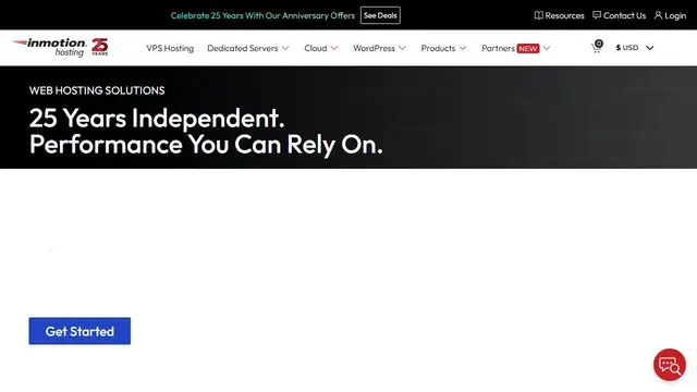 Screenshot of the InMotion Hosting website
