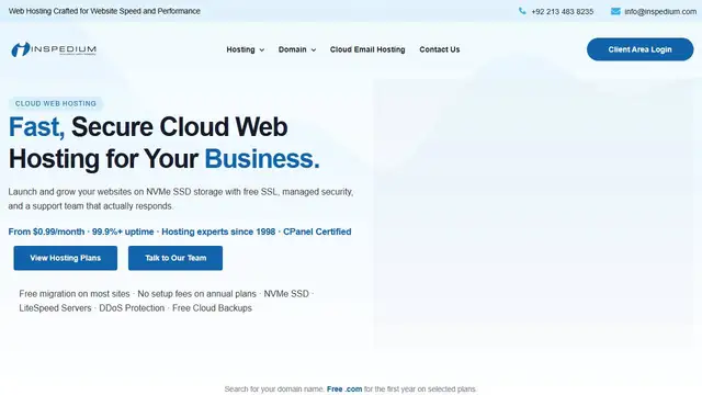 Screenshot of the Inspedium website