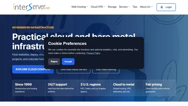 Website preview for InterServer