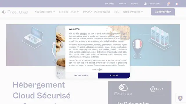 Screenshot of the ITinSell Cloud (ex Aspserveur Datacenter Marseille) website