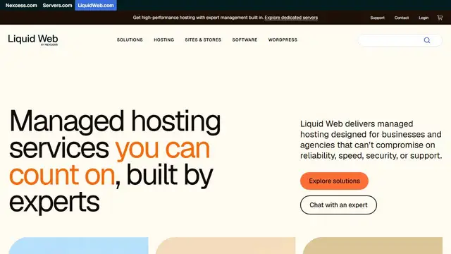 Screenshot of the Liquid Web website