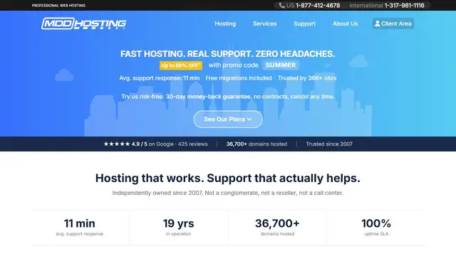 Website preview for MDDHosting