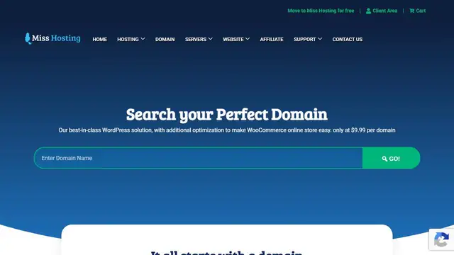 Website preview for Miss Hosting