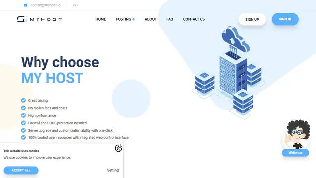Screenshot of the MyHost.io website