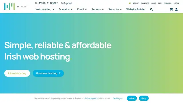 Website preview for MyHost.ie