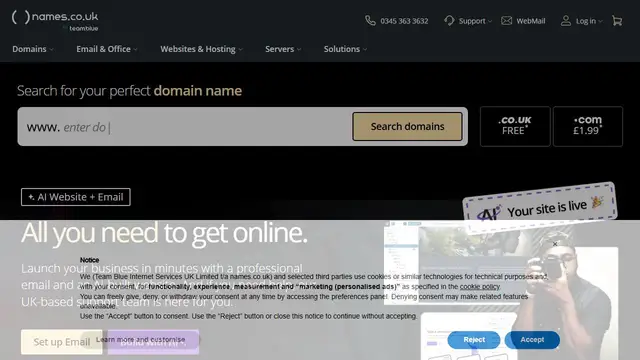 Website preview for Names.co.uk