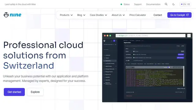 Screenshot of the nine.ch website