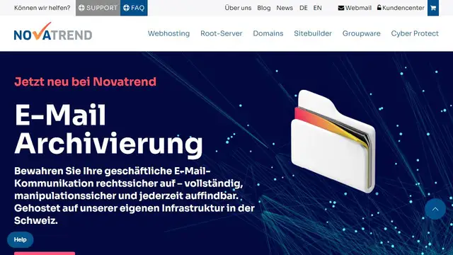 Screenshot of the Nova Trend website